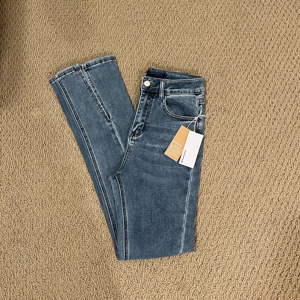 Reformation High Rise Front Split Jeans